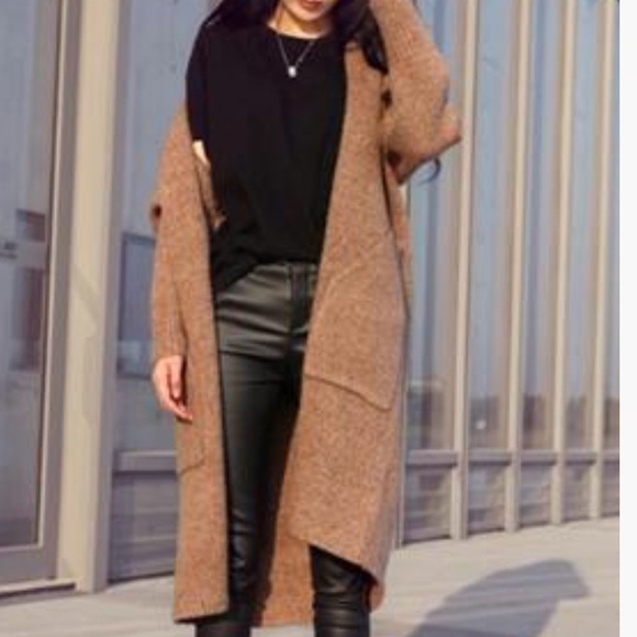 Sweaters - Marled camel knit cardigan